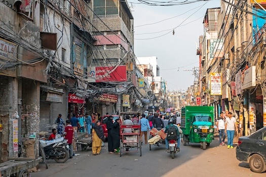dehli vieille ville rue commerce rickshaw rajasthan inde monplanvoyage