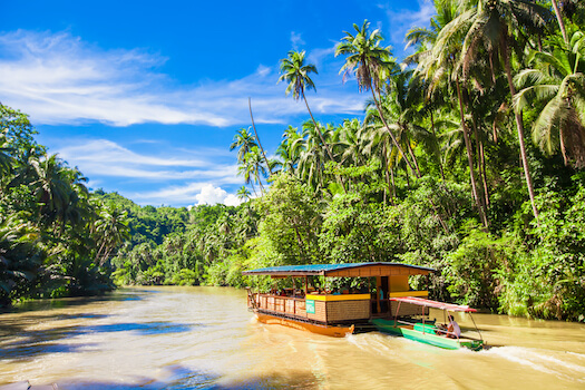 bohol riviere bateau restaurant foret philippines archipel monplanvoyage