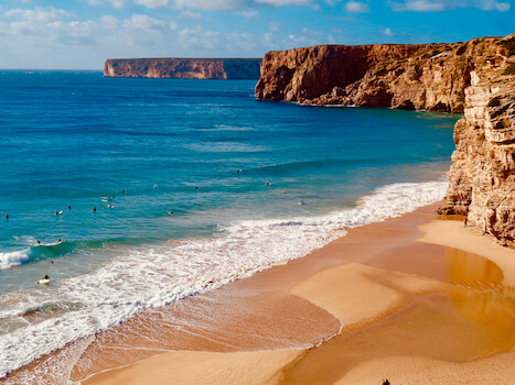 sagres falaise plage mer surf portugal monplanvoyage