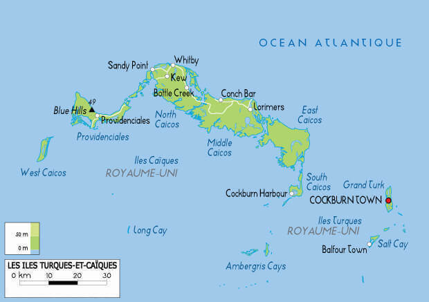 iles turks et caiques carte monplanvoyage